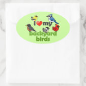 Sticker Ovale J'Aime Mes Oiseaux Jardins (Sac)