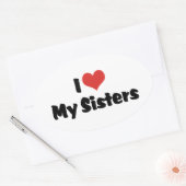 Sticker Ovale J'Aime Mes Soeurs (Enveloppe)