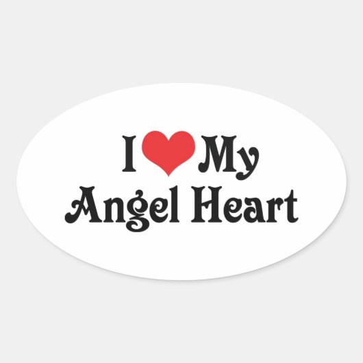 Sticker Ovale J'aime mon cœur d'ange (Devant)