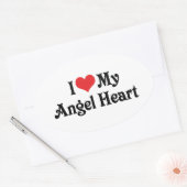 Sticker Ovale J'aime mon cœur d'ange (Enveloppe)