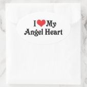 Sticker Ovale J'aime mon cœur d'ange (Sac)