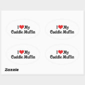 Sticker Ovale J'aime mon Cuddle Muffin (Feuille)