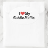 Sticker Ovale J'aime mon Cuddle Muffin (Sac)