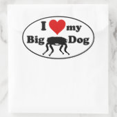 Sticker Ovale J'aime mon gros chien (Sac)