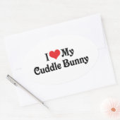 Sticker Ovale J'aime mon lapin câlin (Enveloppe)
