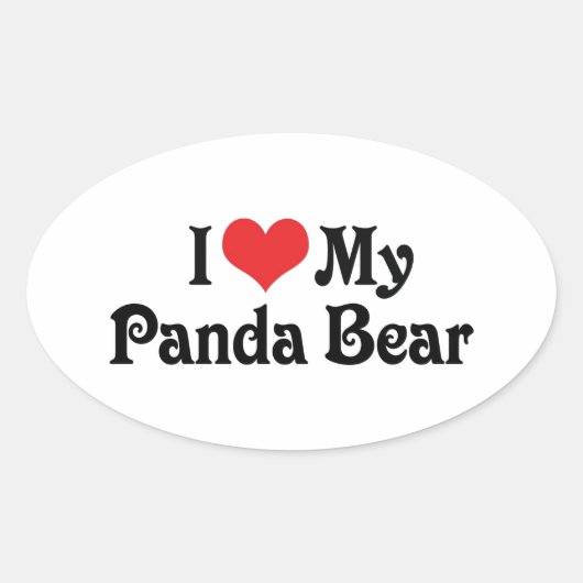 Sticker Ovale J'aime mon ours panda (Devant)