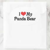 Sticker Ovale J'aime mon ours panda (Sac)