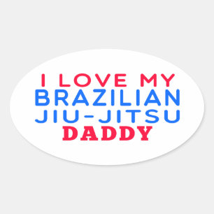 Sticker Ovale J'aime mon papa brésilien de Jiu-Jitsu