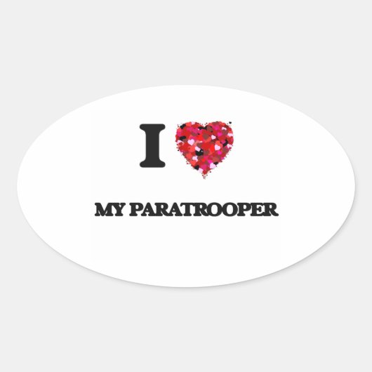 Sticker Ovale J'Aime Mon Parachutiste (Devant)
