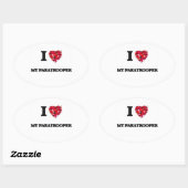 Sticker Ovale J'Aime Mon Parachutiste (Feuille)