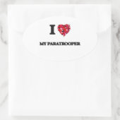 Sticker Ovale J'Aime Mon Parachutiste (Sac)