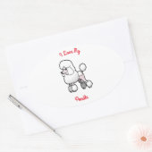 Sticker Ovale J'Aime Mon Poodle (Enveloppe)