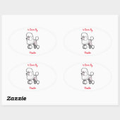 Sticker Ovale J'Aime Mon Poodle (Feuille)