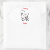 Sticker Ovale J'Aime Mon Poodle (Sac)