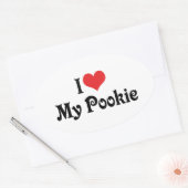 Sticker Ovale J'aime mon Pookie (Enveloppe)