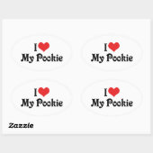 Sticker Ovale J'aime mon Pookie (Feuille)
