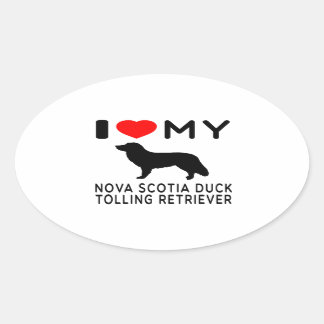 Sticker Ovale J'Aime Mon Récupérateur De Canards De Nouvelle-Éco