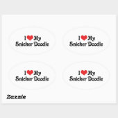Sticker Ovale J'Aime Mon Snicker Doodle (Feuille)