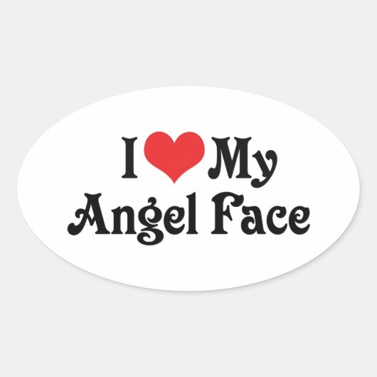 Sticker Ovale J'aime mon visage d'ange (Devant)