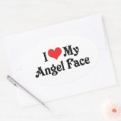 Sticker Ovale J'aime mon visage d'ange (Enveloppe)