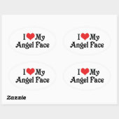 Sticker Ovale J'aime mon visage d'ange (Feuille)