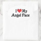 Sticker Ovale J'aime mon visage d'ange (Sac)