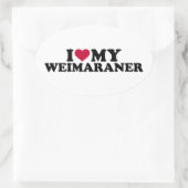 Sticker Ovale J'aime mon Weimaraner (Sac)
