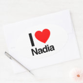 Sticker Ovale j'aime nadia (Enveloppe)