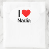 Sticker Ovale j'aime nadia (Sac)