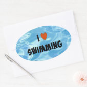 Sticker Ovale J'Aime Nager - L'Eau Bleue Invitante, (Enveloppe)