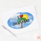 STICKER OVALE J'AIME ORLANDO - PALMIER ET SOLEIL (Enveloppe)