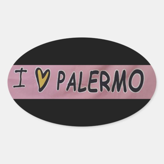 Sticker Ovale J'aime Palerme Design (Devant)