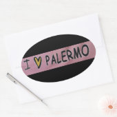 Sticker Ovale J'aime Palerme Design (Enveloppe)