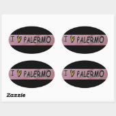 Sticker Ovale J'aime Palerme Design (Feuille)