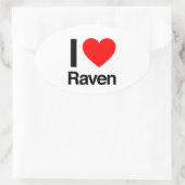 Sticker Ovale j'aime raven (Sac)