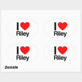 Sticker Ovale j'aime riley (Feuille)