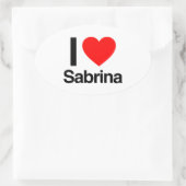 Sticker Ovale j'aime sabrina (Sac)