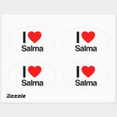 Sticker Ovale j'aime salma (Feuille)