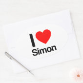 Sticker Ovale j'aime simon (Enveloppe)
