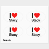 Sticker Ovale j'aime stacy (Feuille)
