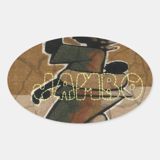 Sticker Ovale Jambo Habari Hakuna Matata. (Devant)