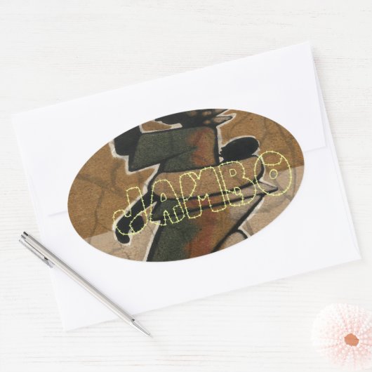 Sticker Ovale Jambo Habari Hakuna Matata. (Enveloppe)