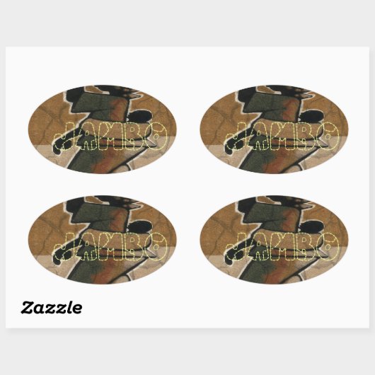 Sticker Ovale Jambo Habari Hakuna Matata. (Feuille)