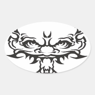 Sticker Ovale Japonais tatouage Oni Demon