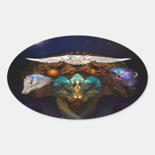 Sticker Ovale J'appelle les animaux d'esprit