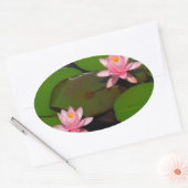Sticker Ovale Jardin de fleurs de laine d'eau de lotus rose, (Enveloppe)