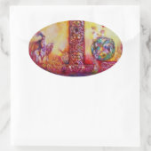 STICKER OVALE JARDIN DES OMBRES PERDUES / CHEVALIER ET CHEVAL (Sac)