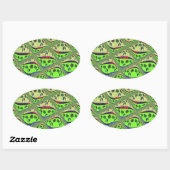 Sticker Ovale Jardin Éclectique Enchantant À damiers Beauté Flor (Feuille)