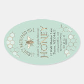 Sticker Ovale Jardin Miel abeille avec Honeypeb Turquoise (Devant)