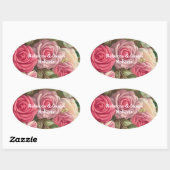 Sticker Ovale Jardin Rose victorien - Bouquet Mariage (Feuille)